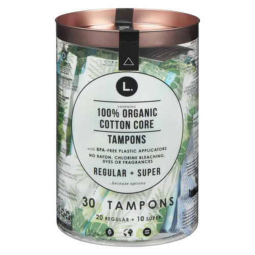 L. - Organic Cotton Tampons, Regular and Super - Save-On-Foods