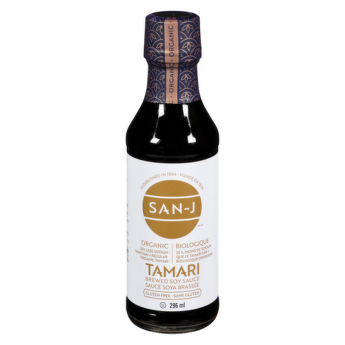Gluten Free. Non GMO. 25% Less Sodium than San-J Regular Tamari Soy Sauce.
