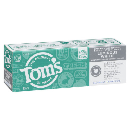 Get whiter teeth in 2 weeks with Tom's of Maine Luminous White  their most advanced whitening toothpaste ever! No artificial flavors, colors, or preservatives. Gluten free. Not tested on animals.