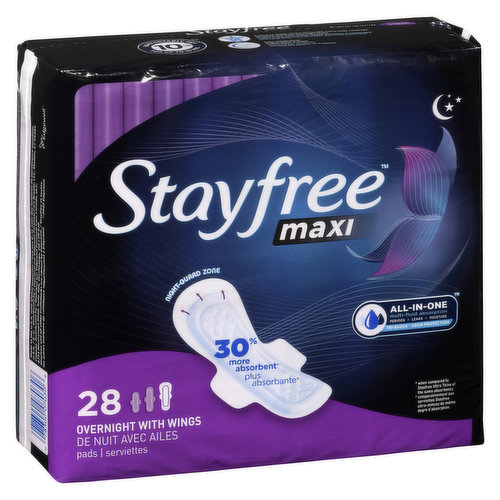 Always Thick Over Night Maxi Pads Size 4 With Wings 28 Count