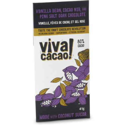 Viva Cacao - Chocolate Bar - 80% Vanilla and Nibs