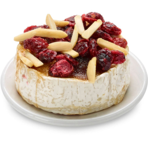 Brie topped with almonds, & brown sugar. Take home and bake!
