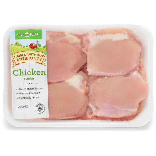 Save-On-Foods - Chicken Thighs Boneless, Skinless, Raised Without ...