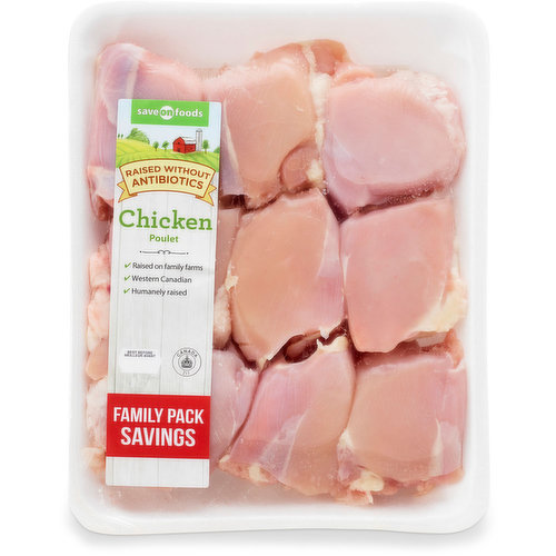 Save-On-Foods - Chicken Thighs Boneless Skinless, Raised Without ...