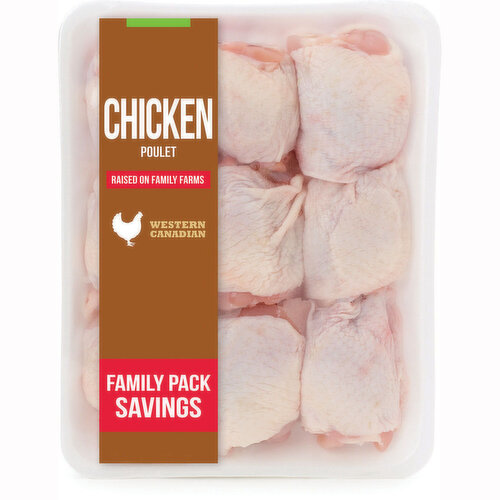 Western Canadian - Chicken Thighs Bone In Skin On- Family Pack