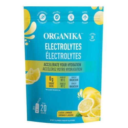 Organika - Electrolytes Powder Sachets, Classic Lemonade