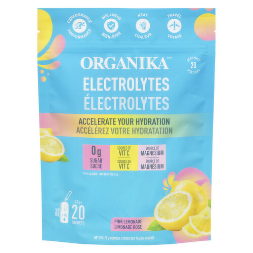 Organika - Electrolytes Powder Sachets,  Pink Lemonade