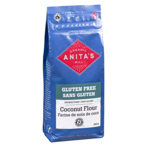 Milled from pure white coconut meat. A delicious and healthy alternative to wheat flours. A nice rich texture and natural sweetness. Grown in Chilliwack, BC. Organic. Gluten free. Resealable.