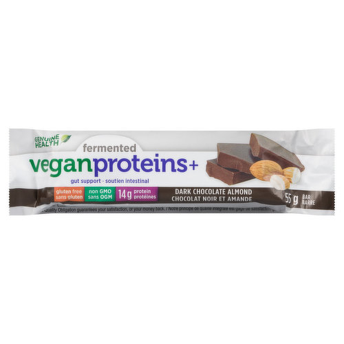 Genuine Health - Fermented VeganProteins+ Bar Chocolate Almond