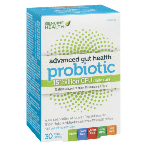 Genuine Health - Advanced Gut Health Probiotics - 15 Billion CFU