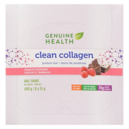 Genuine Health - Clean Collagen Protein Bar Chocolate Raspberry