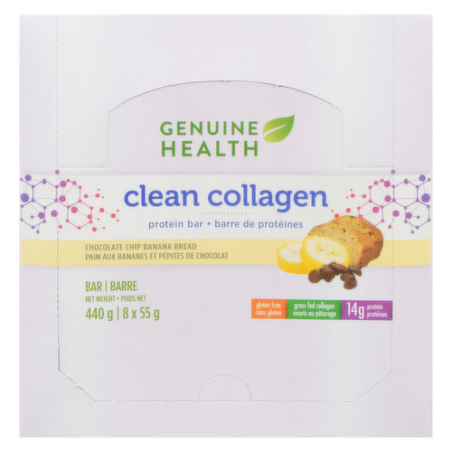 Genuine Health - Clean Collagen Protein Bar Choc Chip Banana Bread