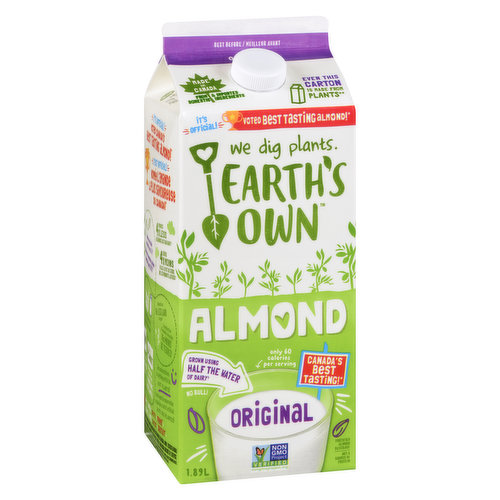 Refrigerated, Good Source of Vitamin E, Calcium and Vitamin D. Made with Real Almonds. 60 Calories per Serving, No Sugar Added