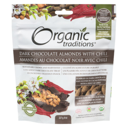 Organic Traditions - Dark Chocolate Almonds with Chili