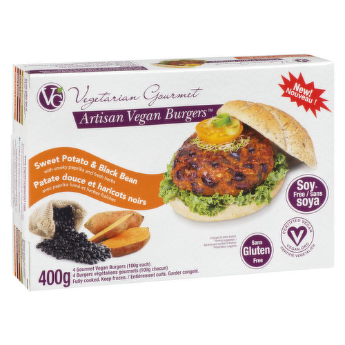 Vegetarian Gourmet - Artisan Vegan Burgers - Sweet Potato & Black Bean