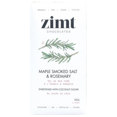 Zimt Artisan Choc - Chocolate Bar - Maple Smoked Salt & Rosemary