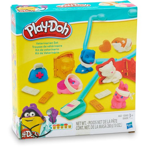 Children's Dough Figure Play Set. Includes molds to make: dog, cat, bunny, & hamster with 5 modeling compound colors.