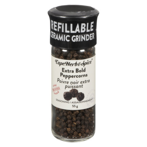 Picked from the uppermost branches of the pepper tree, these bold black peppercorns are the most developed, sun-ripened and flavoursome berries from the bush. Go on, try them!