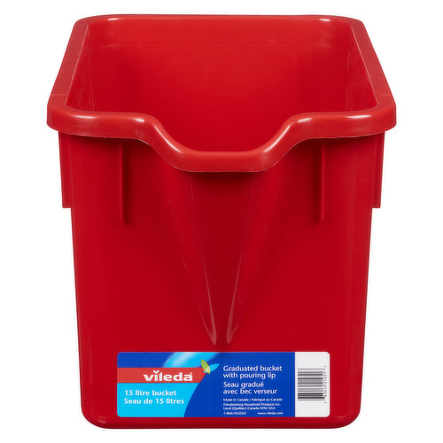 15-litre graduated rectangular bucket specially designed to fit the Bee Mop and with Pouring Tip.