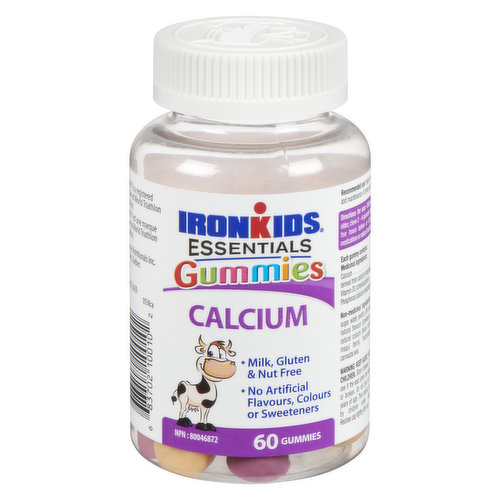 Calcium For Growing Kids. 60 Gummies with Vitamin D and No Sugar Coating!