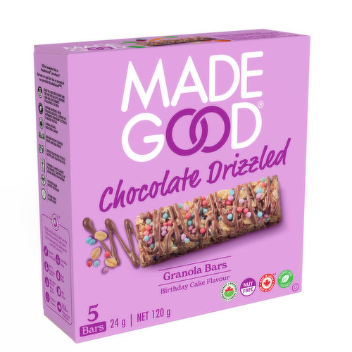 Made Good - Chocolate Drizzled Birthday Cake Granola Bars