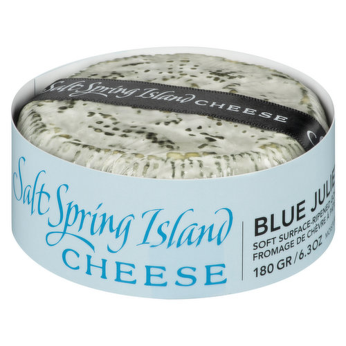 Soft Surface Ripened Goat Cheese. 49% M.F., M.F. 25%. Made half with blue and half with white cultures