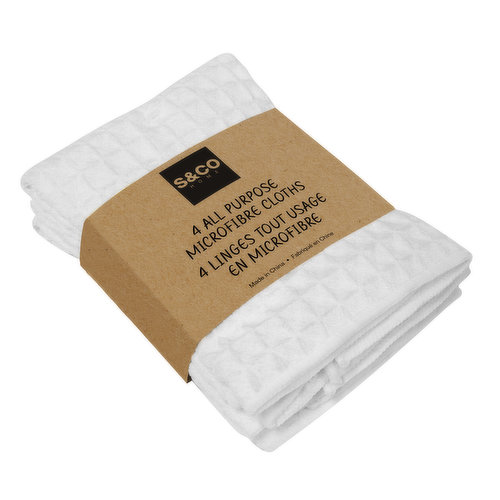 Set of 4 all purpose microfibre cloths. 12 x 12 inches.