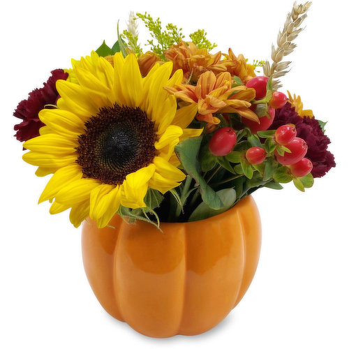 Pumpkin Planter - Flower Arrangement, 4in