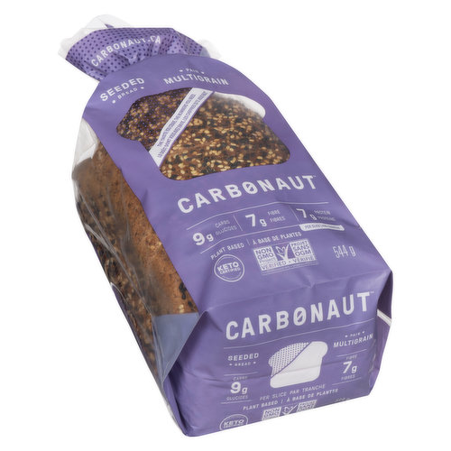 Keto-certified seeded bread is soft, fluffy & tastes like it just came out of an artisanal French bakery! Made with plenty of protein & fibre, you wont be able to find a more nutritious & filling, nut-free, low-carb bread on any planet. With only 80 calories & 2 grams of net carbs per slice, Carbonaut nut-free seeded bread is out of this world. Vegan, Non-GMO, dairy free, high protein, no sugar added.
