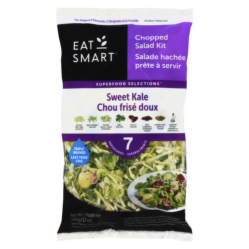 Contains 7 superfoods. Gluten free.Includes: Broccoli, Brussel Sprouts, Cabbage, Kale, Chicory, Dried Cranberries, Roasted Pumpkin Seeds. Poppyseed Dressing