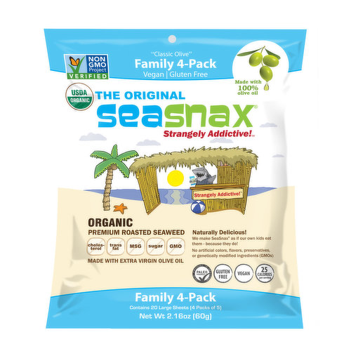 Seasnax - Seaweed Snacks Classic Olive Grab & Go Family Pack
