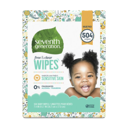 Made for your baby's sensitive skin. 0% alcohol. 504 baby wipes.