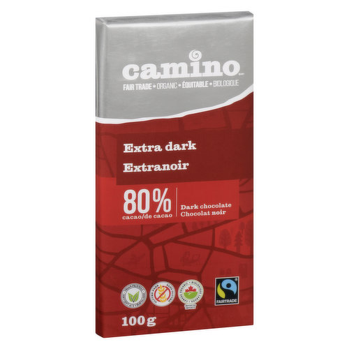 Camino - Extra Dark Chocolate Bar 80% Cacao