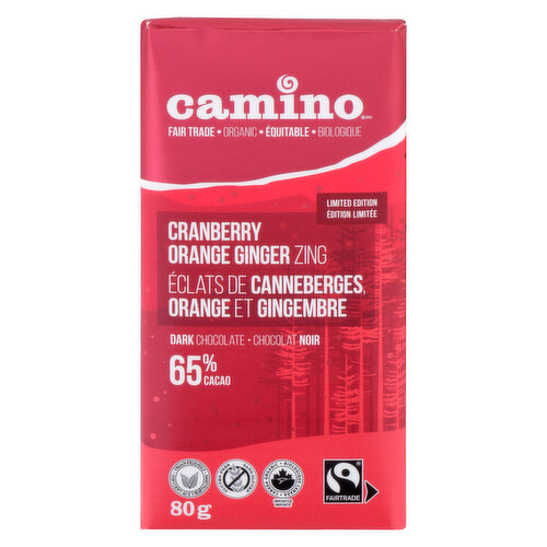 Camino - Dark Chocolate Bar Cranberry Orange Ginger