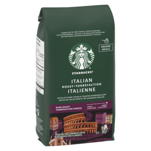 Starbucks Italian Roast Dark Roast Ground Coffee 340G Bag