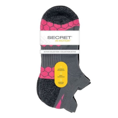 Secret - In Motion No Show Socks Double Tab Pink