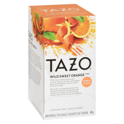 Thrill your taste buds with a juicy, tangy infusion of orange peel, lemongrass, citrus herbs & licorice root. 20 tea bags