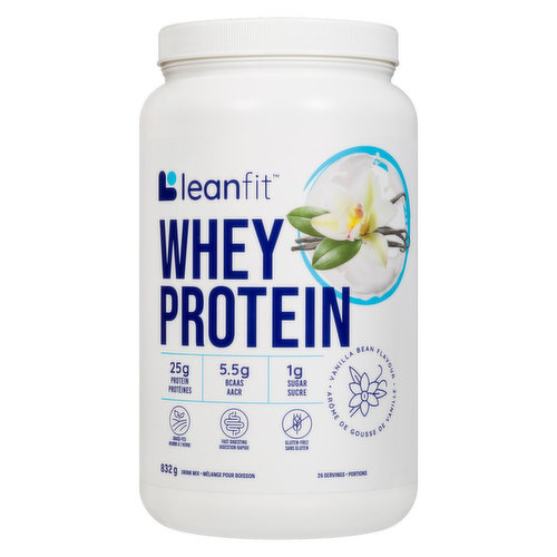 <span style="font-size:11pt"><span style="font-family:Calibri,sans-serif">Fuel, build, and maintain muscle with our deliciously smooth, high-quality LEANFIT WHEY PROTEIN! We use cross-flow microfiltered 100% whey protein, the most complete protein source available, for amazing taste and nutrition. It blends well, digests quickly, and acts fast to deliver optimum protein nutrition to your body. Made with natural vanilla flavouring. Upgrade your protein and enjoy LEANFIT Whey Every Day.<br /><br />WHY YOU'LL LOVE IT:</span></span><br /><span style="font-size:11pt"><span style="font-family:Calibri,sans-serif">Repairs and rebuilds muscle throughout the day with a complete amino acid profile.</span></span><br /><span style="font-size:11pt"><span style="font-family:Calibri,sans-serif">Builds antibodies and supports strong bones.</span></span><br /><span style="font-size:11pt"><span style="font-family:Calibri,sans-serif">Satisfies hunger - enjoy in a meal or as a snack.</span></span><br /><span style="font-size:11pt"><span style="font-family:Calibri,sans-serif">Provides energy to fuel your daily goals.</span></span><br /><span style="font-size:11pt"><span style="font-family:Calibri,sans-serif">Easy to digest thanks to pineapple bromelain, a natural digestive enzyme, for fast absorption.</span></span><br /><span style="font-size:11pt"><span style="font-family:Calibri,sans-serif">Free from preservatives, artificial colours, artificial flavours, gluten, wheat, eggs, nuts, and soy.</span></span>
