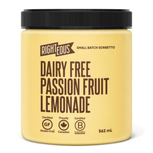 RIGHTEOUS - Dairy Free Sorbetto - Passion Fruit Lemonade