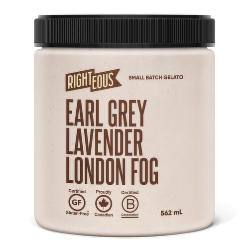 Lavender London Fog is both floral and sweet, with smooth notes of vanilla beans from the Bourbon region of Madagascar. Earl grey tea leaves from Sri Lanka that grow at 4000-8500 feet above sea level, and bright bergamot layered over notes of malt. Hints of natural lavender peak through not to over power the notes of Earl Grey. It has a pleasant astringency with creamy mouth feel. Certified Gluten-Free, and made with no artificial colours or flavours.Gluten free, vegetarian, nut free, Canadian, local, B Corp