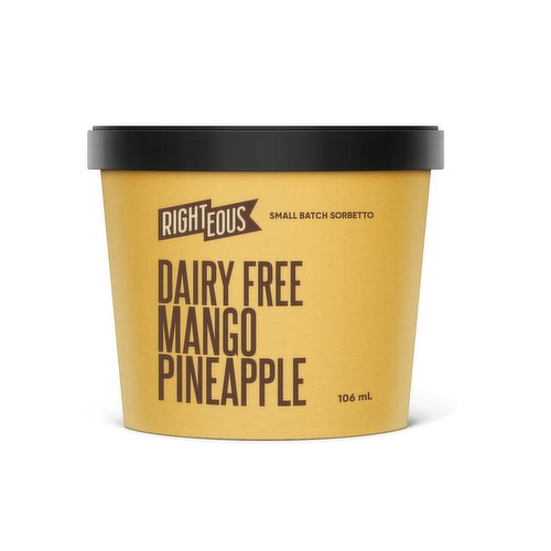Dairy free and vegan friendly, this sorbetto is made with cold pressed pineapple juice from Thailand and Alphonso mangoes (dubbed the King of Mangoes) grown in India. Its sweet, a little tangy, and just the right amount of sour.