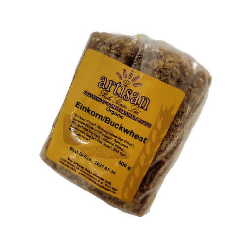 <em>Dietary Terms:</em><br>Dairy Free, Vegan, Low Sodium, Nut Free, Organic, Product of Canada, Vegetarian, Peanut Free, Tree Nut Free, Soy Free<br>Einkorn Buckwheat Bread Made With Organic Einkorn Flour With Added Organic Kernals & Psyllium Husk, No Yeast, No Additives, No Preservatives