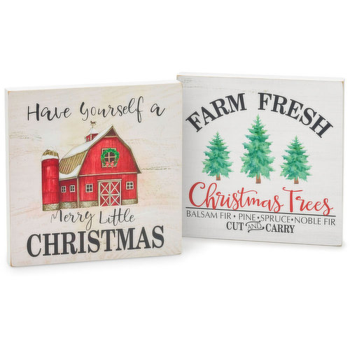 Comes in two styles - Have Yourself A Merry Little Christmas or Farm Fresh Christmas Trees. Please indicate in notes to personal shopper of your preference. Available for a limited time while quantities last.