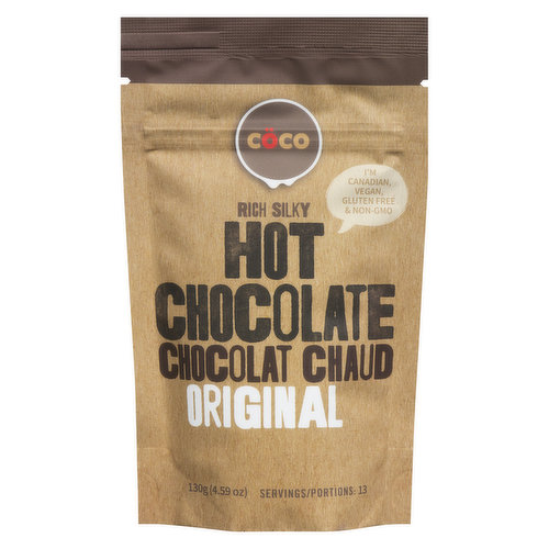 A Canadian, vegan rich chocolaty hug on a rainy day. With NO gluten or GMOs, you will feel no guilt savoring this guilty pleasure. Made with 3 ingredients: organic cane sugar, cocoa & organic Himalayan salt.