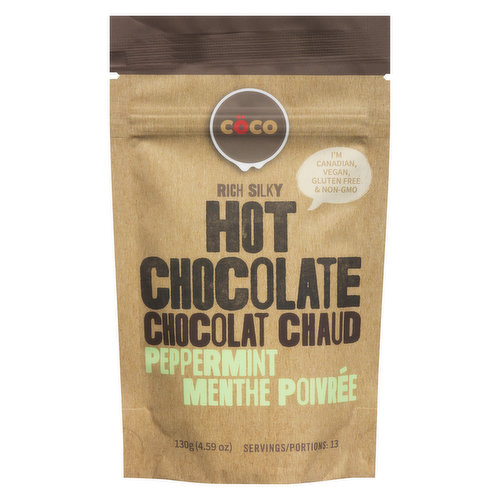 A Canadian, vegan rich chocolaty hug on a rainy day. No fillers & packed with antioxidants, love has a new flavor! With NO gluten or GMOs, you will feel no guilt savoring this guilty pleasure. Made with 5 ingredients: organic cane sugar, cocoa, raw cocoa, organic peppermint flavor & organic Himalayan salt.