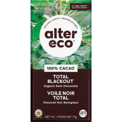 Alter Eco - Bar Dark Chocolate Total Blackout 100%