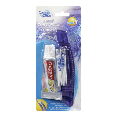 Convenient on-the-go travel kit ideal for your suitcase, purse or office. Includes deluxe travel toothbrush, 7 interdental picks and Colgate Total Advanced Health 18ml Toothpaste.