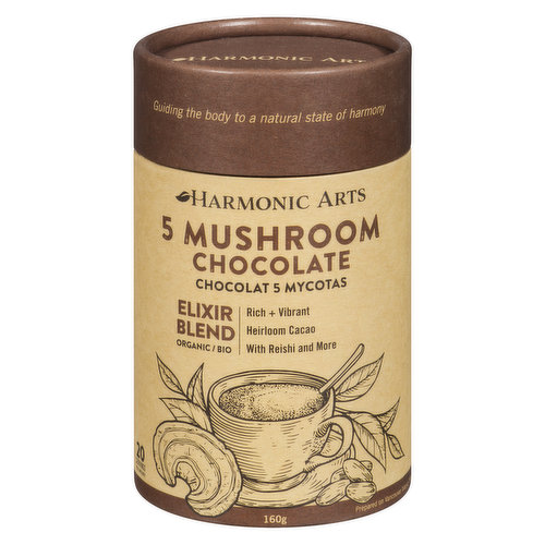 Harmonic Arts - 5 Mushroom Drink Chocolate Superfood Upgrade Blend