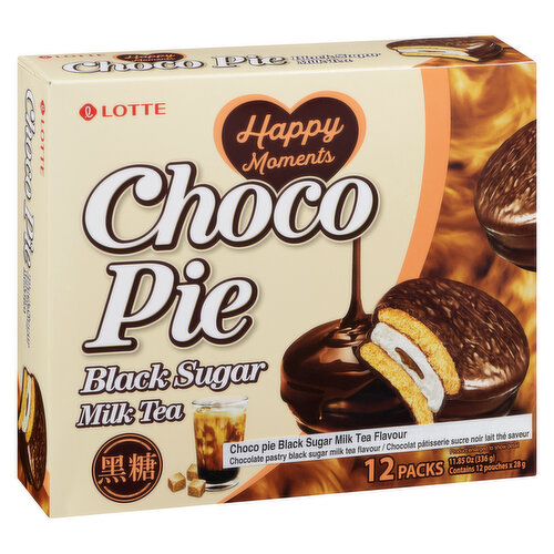 Lotte - Choco Pie, Black Sugar Milk Tea Flavour, 12 Pack