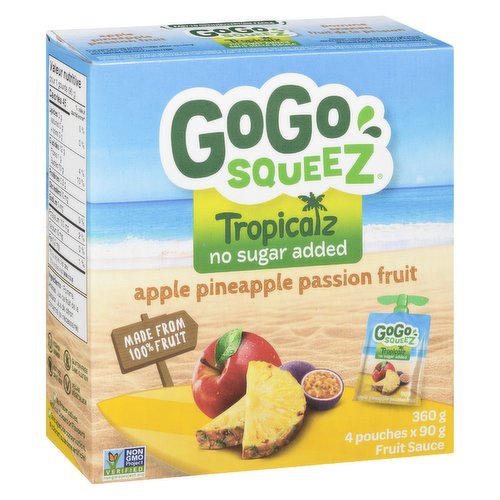 Gogo Squeez - Fruit Sauce, Tropicalz No Sugar Added Apple Pineapple Passion Fruit